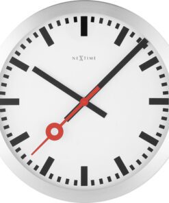 Wandklok NeXtime dia. 35 cm, geborsteld aluminium, 'Station'