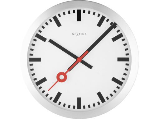 Wandklok NeXtime dia. 35 cm, geborsteld aluminium, 'Station'