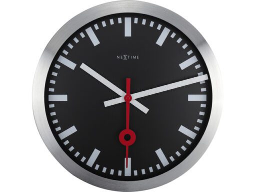 Wandklok NeXtime dia. 35 cm, geborsteld aluminium, 'Station'