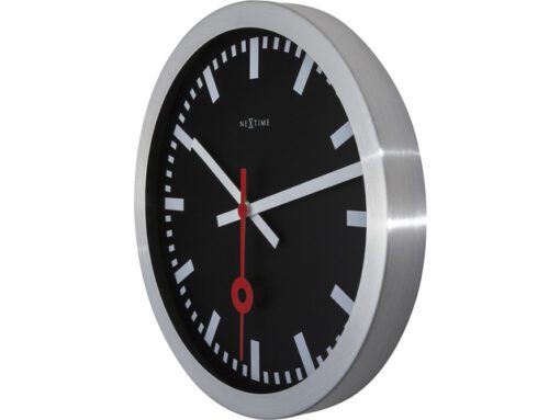 Wandklok NeXtime dia. 35 cm, geborsteld aluminium, 'Station'
