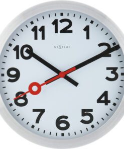 Wandklok NeXtime dia. 35 cm, geborsteld aluminium, 'Station'