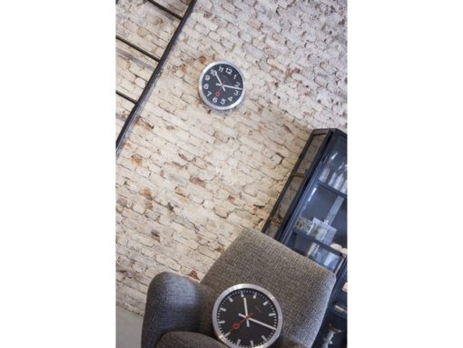 Wandklok NeXtime dia. 35 cm, geborsteld aluminium, 'Station'