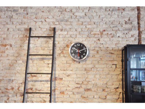 Wandklok NeXtime dia. 35 cm, geborsteld aluminium, 'Station'