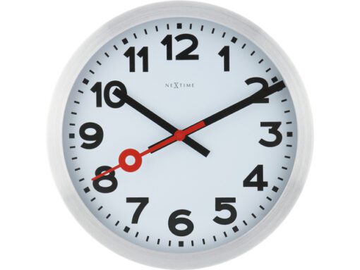 Wandklok NeXtime dia. 35 cm, geborsteld aluminium, 'Station'