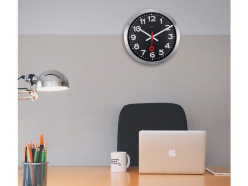 Wandklok NeXtime dia. 35 cm, geborsteld aluminium, 'Station'