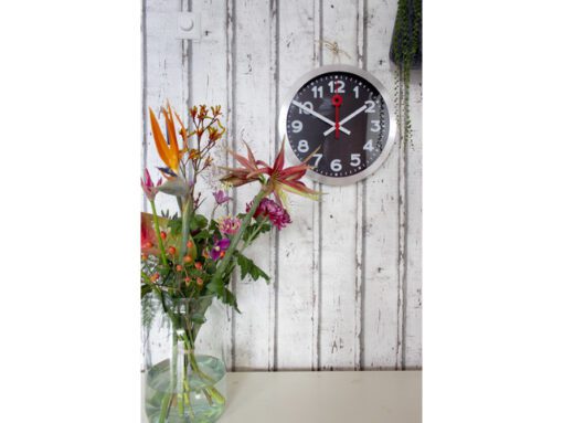Wandklok NeXtime dia. 35 cm, geborsteld aluminium, 'Station'