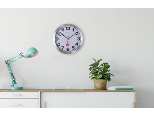 Wandklok NeXtime dia. 35 cm, geborsteld aluminium, 'Station'