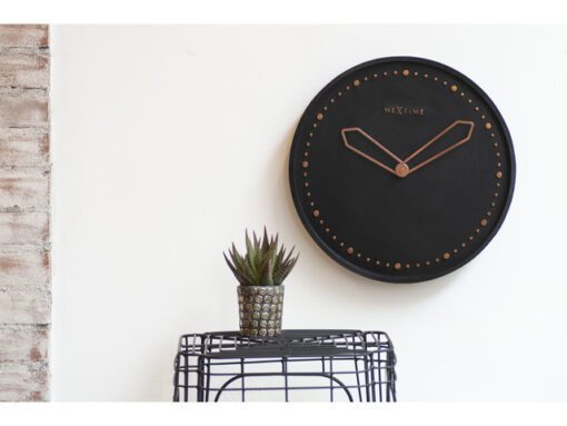Wandklok NeXtime dia. 35 cm, polyresin, zwart