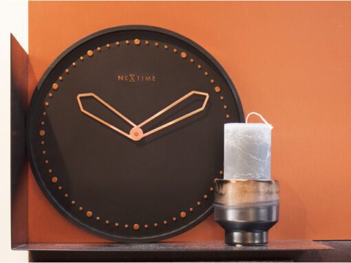 Wandklok NeXtime dia. 35 cm, polyresin, zwart