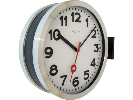 Wandklok NeXtime dia. 38 cm, aluminium/glas, wit