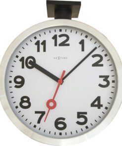 Wandklok NeXtime dia. 38 cm, aluminium/glas, wit