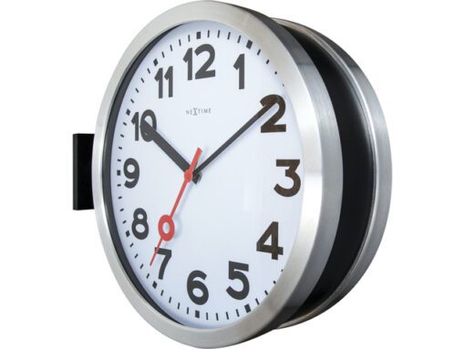 Wandklok NeXtime dia. 38 cm, aluminium/glas, wit