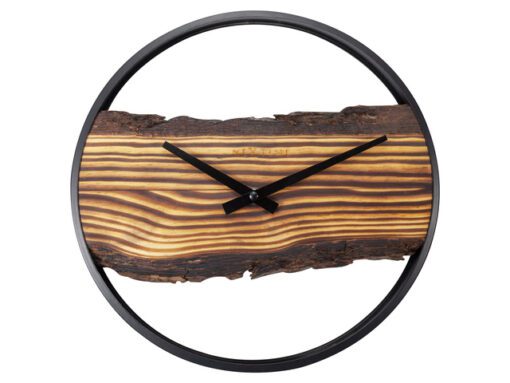Wandklok Nextime 30cm Forest hout/metaal stil uurwerk