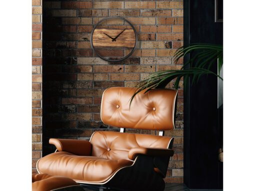 Wandklok Nextime 45cm Forest Large hout/metaal stil uurwerk