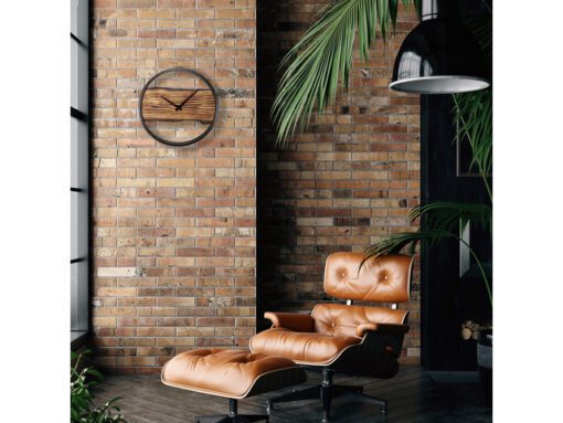 Wandklok Nextime 45cm Forest Large hout/metaal stil uurwerk