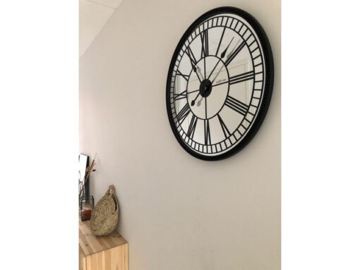 Wandklok Nextime Cleopatra Mirror dia 56cm glas zwart