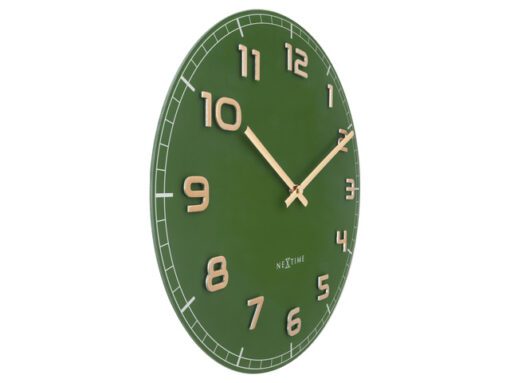Wandklok Nextime dia 40cm Groen glas/Aluminium Classy Medium