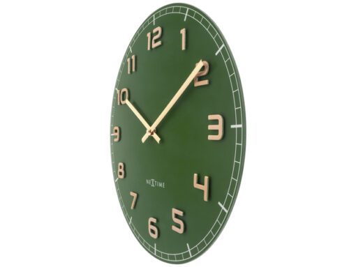 Wandklok Nextime dia 40cm Groen glas/Aluminium Classy Medium