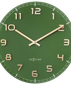 Wandklok Nextime dia 40cm Groen glas/Aluminium Classy Medium
