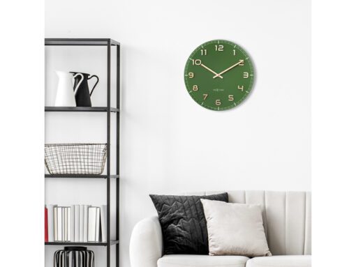 Wandklok Nextime dia 40cm Groen glas/Aluminium Classy Medium