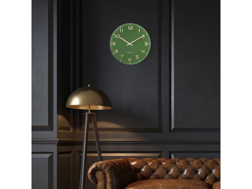 Wandklok Nextime dia 40cm Groen glas/Aluminium Classy Medium