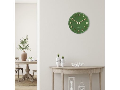 Wandklok Nextime dia 40cm Groen glas/Aluminium Classy Medium