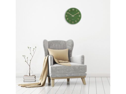 Wandklok Nextime dia 40cm Groen glas/Aluminium Classy Medium