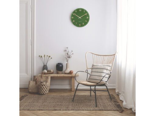 Wandklok Nextime dia 40cm Groen glas/Aluminium Classy Medium