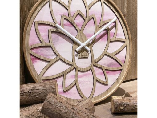 Wandklok Nextime dia 40cm Roze Hout Lotus