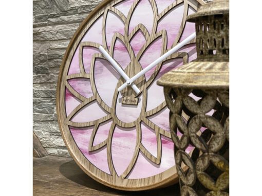 Wandklok Nextime dia 40cm Roze Hout Lotus