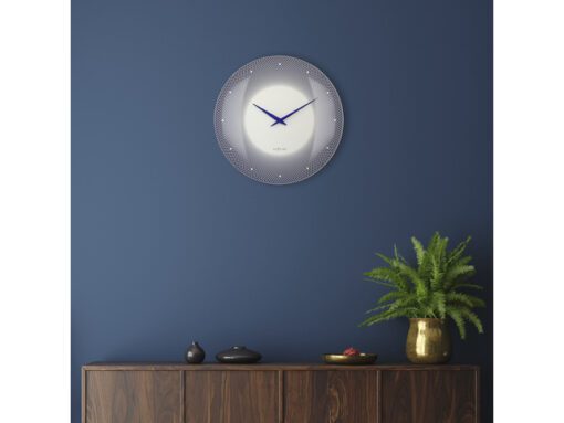 Wandklok Nextime dia 50cm bolvormig glas blauw kunststof    Deep