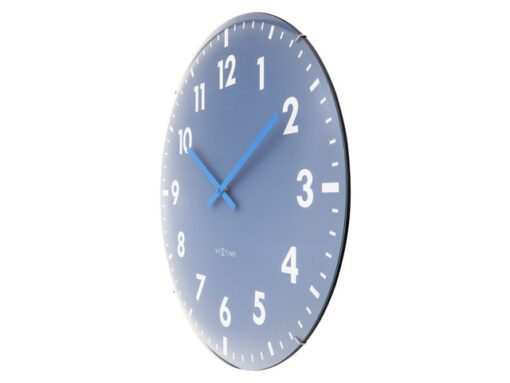 Wandklok Nextime dia 50cm bolvormig glas blauw kunststof    Duomo