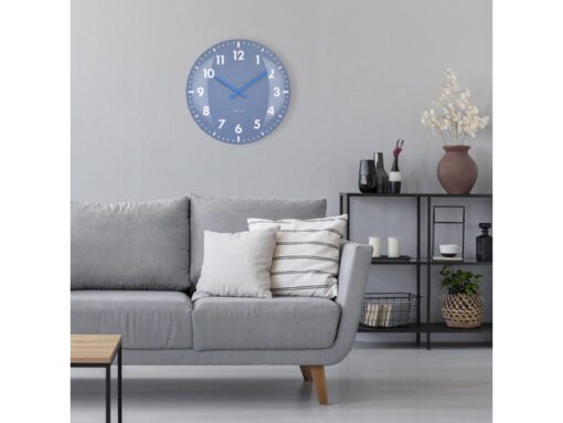 Wandklok Nextime dia 50cm bolvormig glas blauw kunststof    Duomo