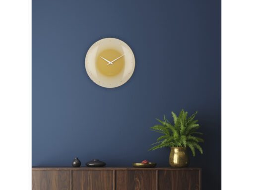 Wandklok Nextime dia 50cm bolvormig glas geel kunststof Deep