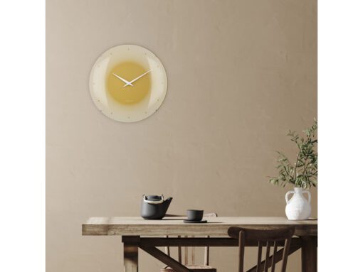 Wandklok Nextime dia 50cm bolvormig glas geel kunststof Deep