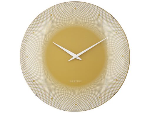 Wandklok Nextime dia 50cm bolvormig glas geel kunststof Deep