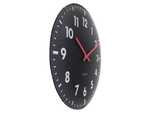 Wandklok Nextime dia 50cm bolvormig glas zwart kunststof    Duomo