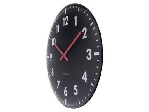 Wandklok Nextime dia 50cm bolvormig glas zwart kunststof    Duomo