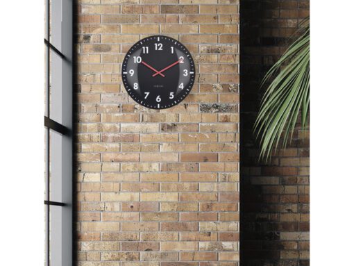 Wandklok Nextime dia 50cm bolvormig glas zwart kunststof    Duomo