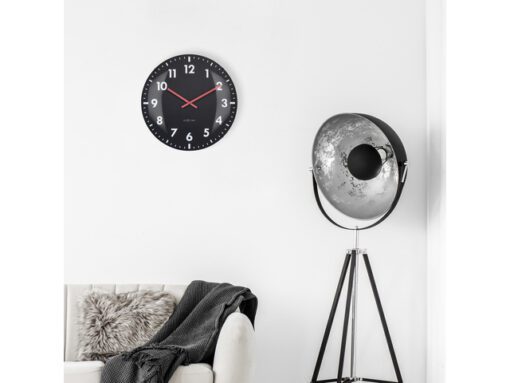 Wandklok Nextime dia 50cm bolvormig glas zwart kunststof    Duomo