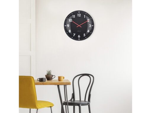 Wandklok Nextime dia 50cm bolvormig glas zwart kunststof    Duomo