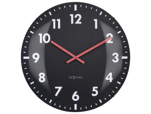 Wandklok Nextime dia 50cm bolvormig glas zwart kunststof    Duomo