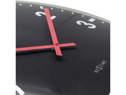 Wandklok Nextime dia 50cm bolvormig glas zwart kunststof    Duomo