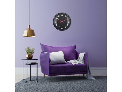 Wandklok Nextime dia 50cm bolvormig glas zwart kunststof    Duomo
