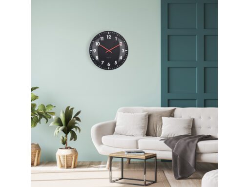 Wandklok Nextime dia 50cm bolvormig glas zwart kunststof    Duomo