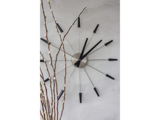 Wandklok Nextime dia. 58 cm, metaal, zwart, 'Plug inn'