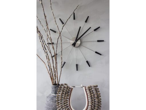 Wandklok Nextime dia. 58 cm, metaal, zwart, 'Plug inn'