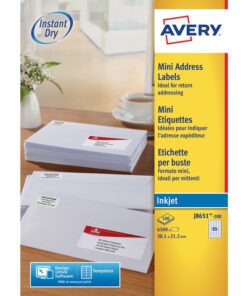 inkjetetiket Avery 38,1x21,2mm wit 100 vel 65 etiketten per vel