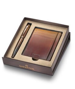 Balpen giftset Sheaffer 100 9374 Coffee Ed. Matt Brown met  bruine creditcardhouder