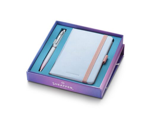 Balpen giftset Sheaffer 100 Expressions 9376 parelmoer,     Chrome trims met notitieboek